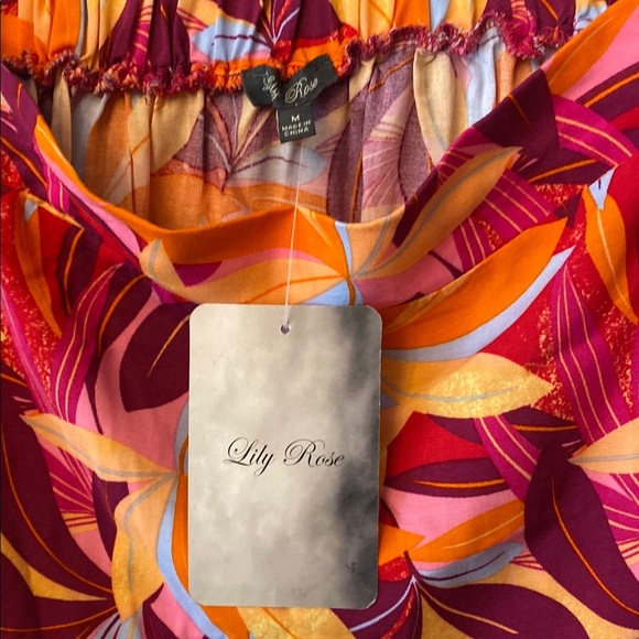 Lily Rose Red and Orange Mini Skirt Resort Wear - Picture 2 of 6